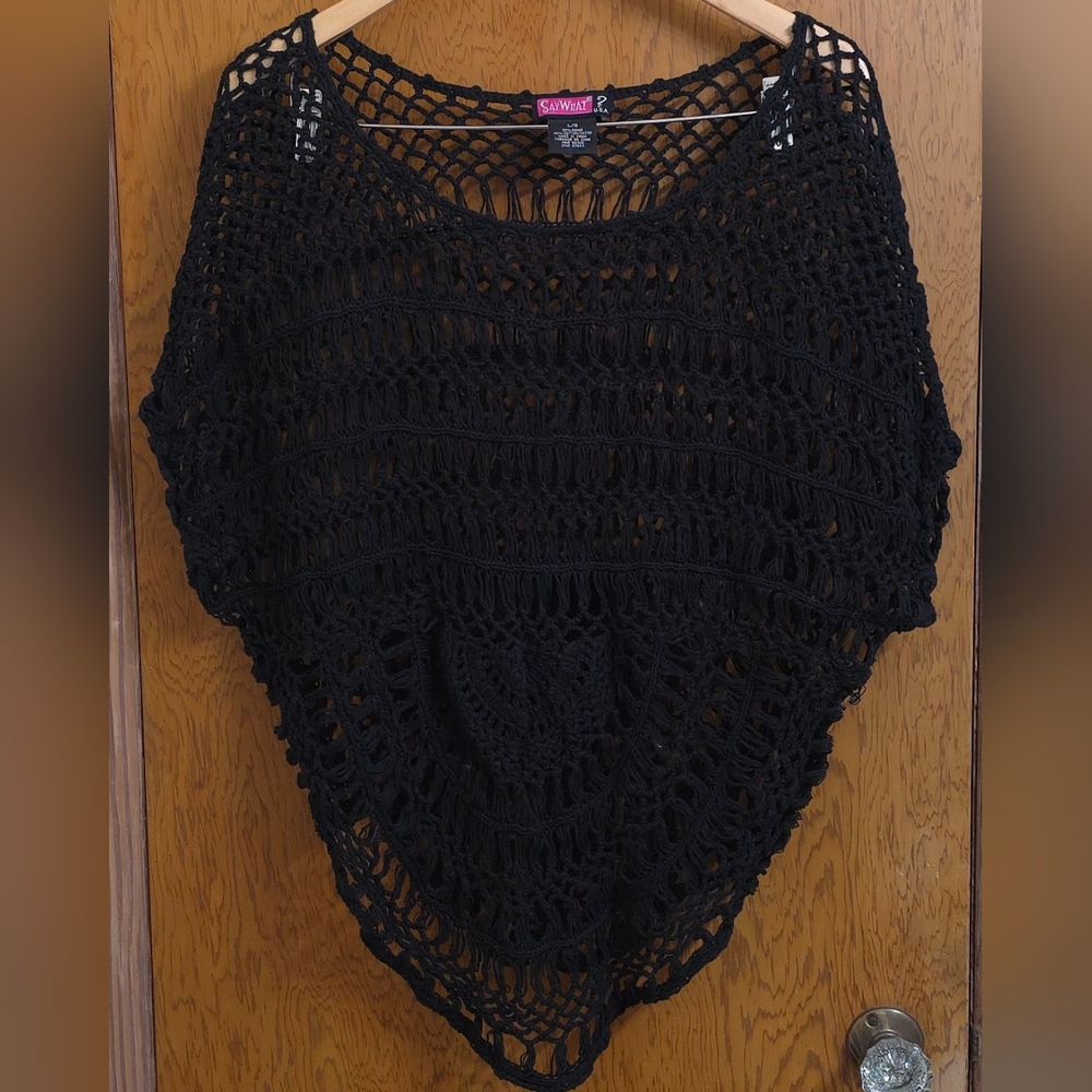 Say What? Black Textured Knit Shrug Sweater